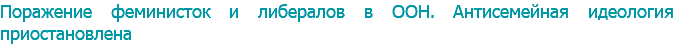 Поражение феминисток и либералов в ООН. Антисемейная идеология приостановлена